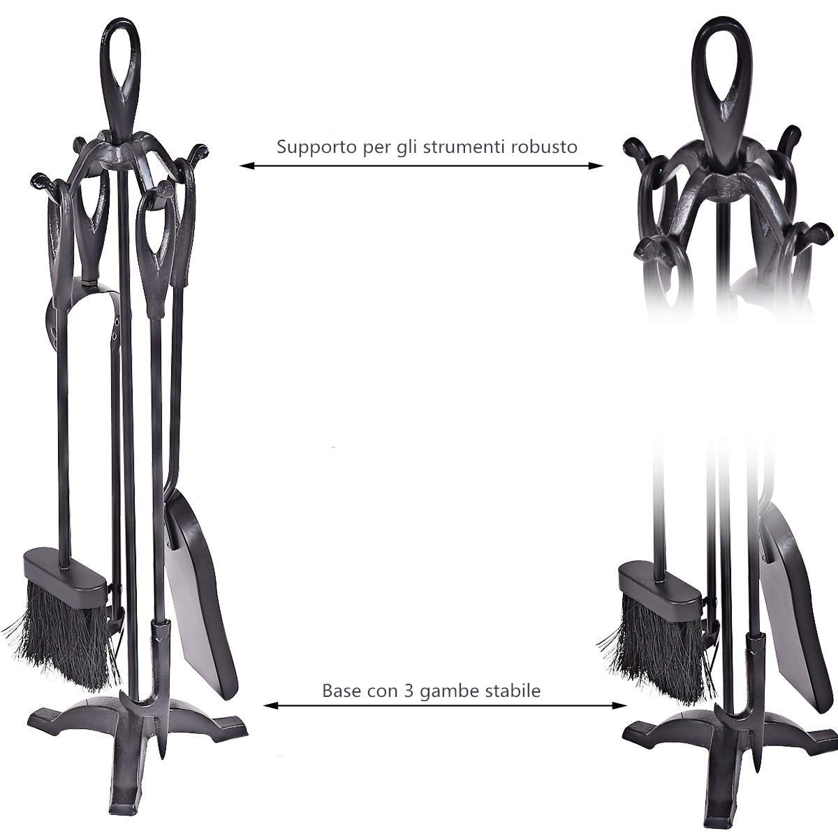 Set Spazzola E Paletta Per Camino – Manico In Legno Naturale – Dimensioni 38x10 Cm E 22x7,5 Cm