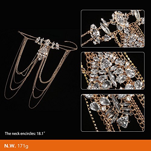 Women Statement Body Chain White, Holylove Jewel Body Chain for Women Novelty Costume Fashion Jewelry 1 pc with Gift Box- HLBN0001 White - Thumbnail 4