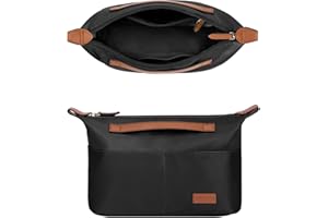 GIVLEFLY Purse Organizer with Zipper Protecting Privacy(17，Black) Multiple Pockets Tote Bag Organizer inserts Lightweight Handbag Dividers with Handle,Fit for Anjou mini and Filed Tote Small Size