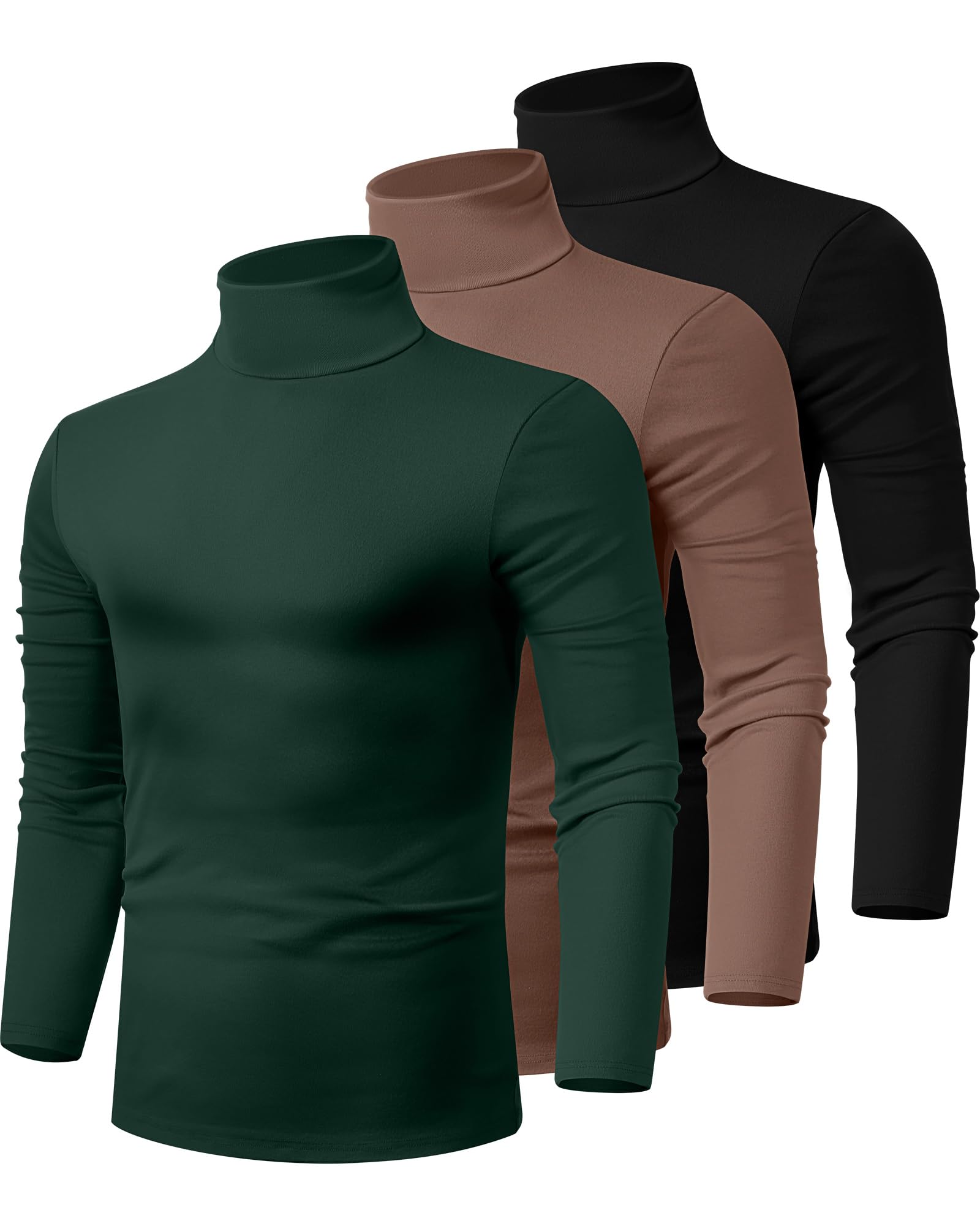 Ficerd 3-pack dames shirts met lange mouwen, ronde hals, slim fit T
