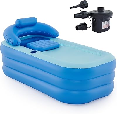 CO-Z Inflatable Portable Adult Bath Tub with Pump Foldable PVC Bath Spa