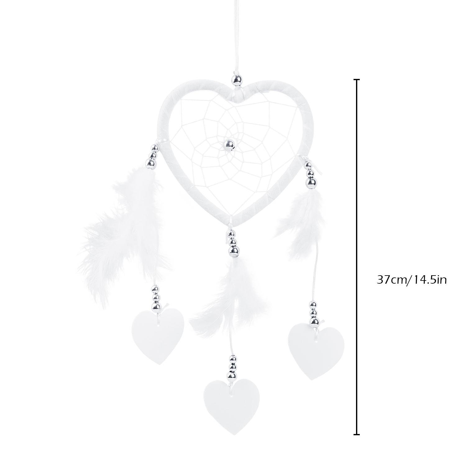 SOLEDI Dream Catcher White 37cm Heart Shape Handmade Traditional Circular Net Home Decor Wall Car Hanging Ornament Gift