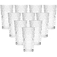 Circleware Circles Huge Set of 10 Tall Heavy Base Highball Drinking Glasses, 15.7 oz, Lead-Free Glass Tumbler Drink Cups for Water, Beer, & All Beverage