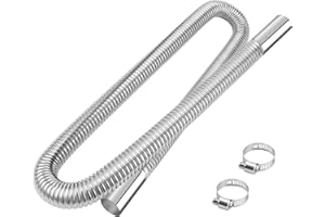LIVOCCUR 1 inch Stainless Steel Exhaust Hose, 59" Flexible Exhaust Pipe,Diesel Heater Flexible Exhaust Tubing with 2 Hose Clamps Generator Exhaust Hose Parking Air Heater Fuel Tank Diesel Gas