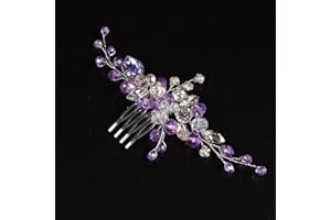 JWICOS Crystal Bride Wedding Hair Comb Rhinestone Bridal Hair Clip Glitter Wedding Hair Accessories for Women and Girls (Purple)
