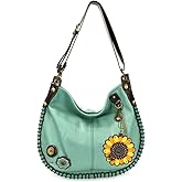 Chala Handbags, Casual Style, Soft, Large Shoulder or Crossbody Purse with Keyfob - Teal Green Color