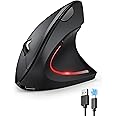 TECKNET Ergonomic Mouse, Rechargeable Vertical Ergo Mouse Wireless 800-4800 Levels 5 Adjustable DPI, Silent 2.4GHz Optical Carpal Tunnel Mouse for Right Hand, USB Wireless Mice for Laptop, PC