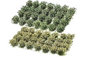 56pcs Miniature Green Bushy Tufts Lowland Shrubs Tuft Terrain Model Static Scenery for DIY Craft Train Landscape Railroad Sce