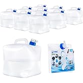 ITRAZ Collapsible Water Jug, 10 Packs 5.3 Gallon BPA Free Camping Water Container with Spigot, Portable Water Storage Carrier for Emergency Survival Hiking Backpacking Outdoors - Food Grade LDPE