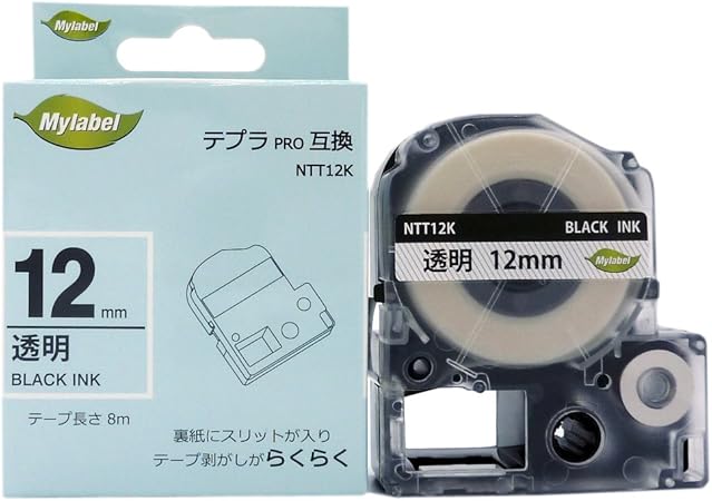 Amazon Mylabel キングジム 互換テープカートリッジ テプラpro 12mm Ntt12k 透明地黒文字 長さ8m St12k 互換品 文房具 オフィス用品 文房具 オフィス用品