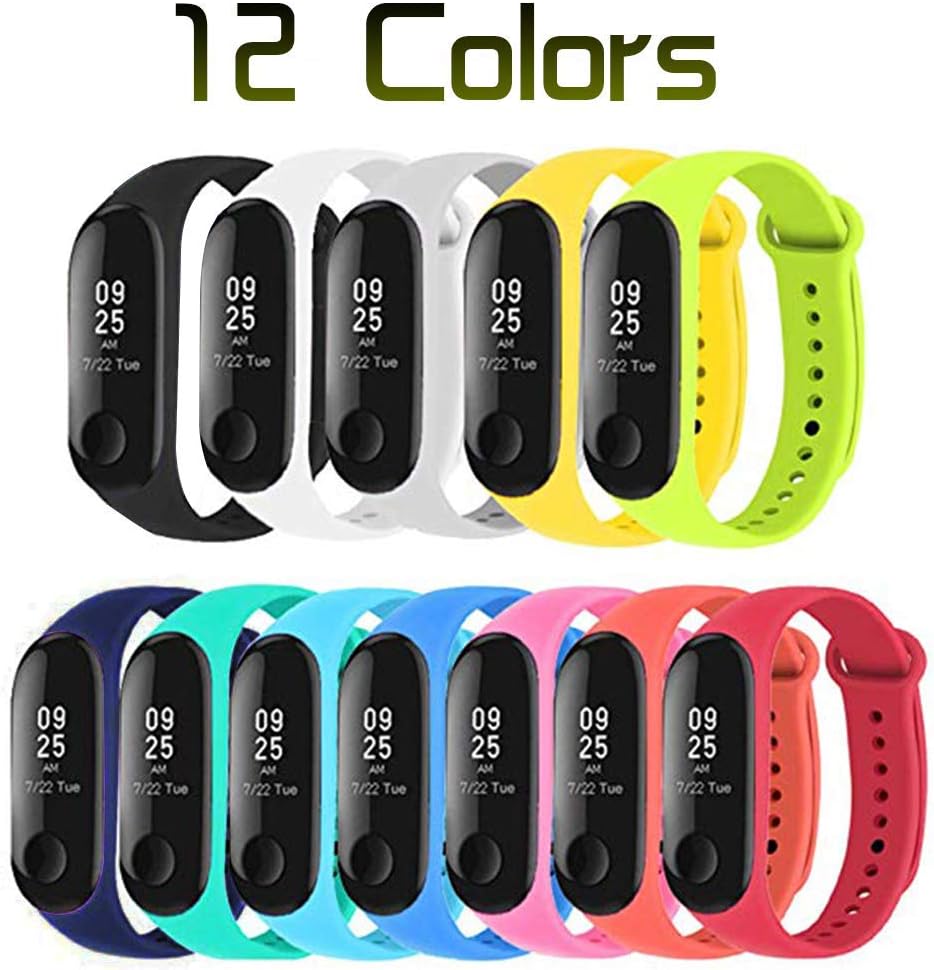 MuZhuo Xiaomi Mi Band 3 Bracelet, Mi Band 3 Straps (13 PCS) Silicone Band for XIAOMI Mi Band 3 Strap Replacement - Loss Prevention -13 Colors