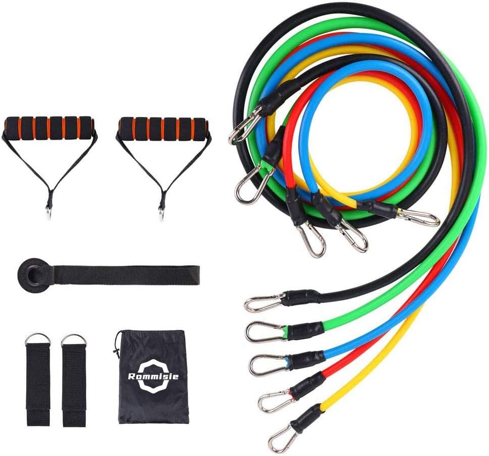 Rommisie 11 Pack Resistance Bands Set, Portable Home Workouts Accessories, Exercise Bands with Door Anchor, Handles, Legs Ankle Straps for Resistance Training, Physical Therapy, Yoga, Pilates : Sports & Outdoors