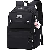JiaYou Teen Girls Casual Backpack High Middle School Daypack Women Daily Travel Laptop Bag (1# Black, 26 Liters)