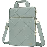 MOSISO Vertical Laptop Shoulder Bag,Computer Bag,Rhombus Quilted Messenger Bag with Front Pocket&Handle&Belt