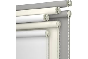 HIDPRIVA No Drill No Tools 100% Blackout Roller Shade | UV Protection | Easy-Care Fabric | Roller Blind for Windows & Doors | Pull Down Window Shade - White (29" W x 75" H)