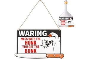 Porch Goose Sign Warning, Wooden Beware of Sign Armed Porch Goose Warning Accessories Decor for Lawn Courtyard Fence Wall Dec
