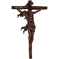 Ebros Large 19.75" High INRI Jesus Christ Crucified On The Cross Wall Hanging Crucifix Crosses Sculpture in Deep Brown Mahogany Faux Wood Like Finish Catholic Christian Home Decor Resin Plaque