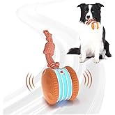 QGI Interactive Dog Toys, Random Path Electric Automatic Moving and Rolling Dogs Toy with Rope for Small Medium Large Dogs, Motion-Activated Dog Stimulation Toy for Boredom Relief (Orange)