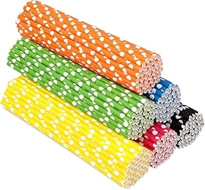 H&S Biodegradable Paper Straws 120pc Colorful Recyclable Party Set