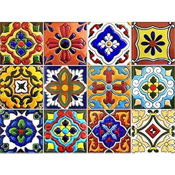 SnazzyDecal Tile Stickers Mexican Spanish 40pc 4-1/4in Peel and Stick for Kitchen and Bath Tr001-4Q