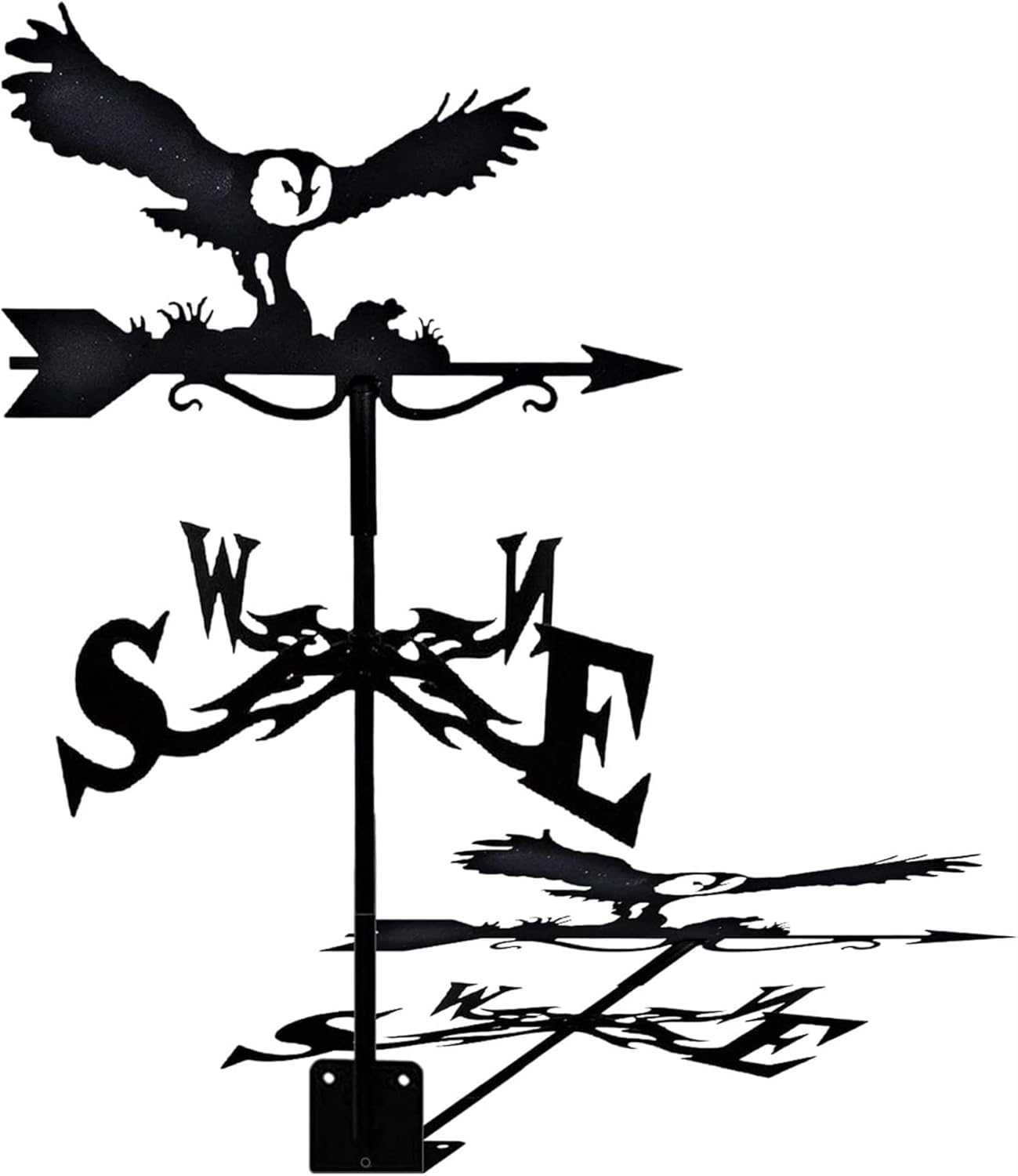 Weathervanes - BTURYT Weathervane with Roof Mount Weather Vane Wind Direction Indicator, Retro Owl Bald Eagle Shape Metal Weathercock Garden, Creative Stainless Steel Home Decor Ornament Gift for Farm Yard