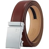 Tonywell Ratchet Belts for Men, Leather Belts Adjustable Click | Business Casual, 1 3/8" Micro-Click Fit, Trimmable, No-Hole Hidden Track