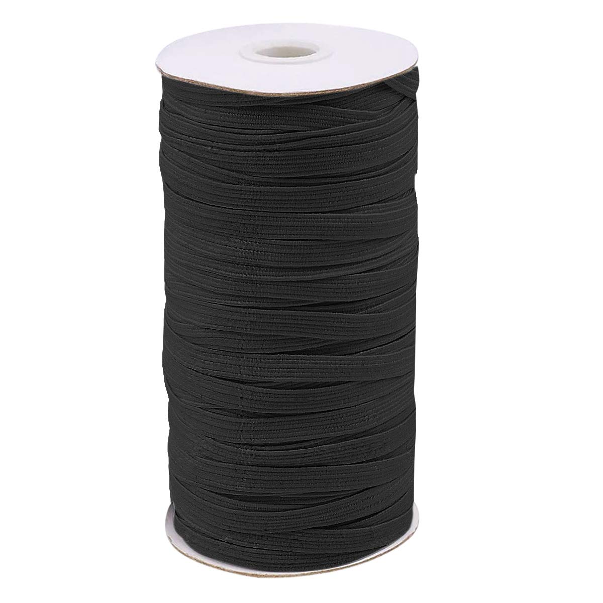 Dokpav Elastic Cord 5mm 70-Yards Black Elastic Band Flat Elastic Cord Elastic Rope Heavy Stretch Knit Strap Roll Elastic Spool Elastic Bands for Sewing Clothes,Crafts