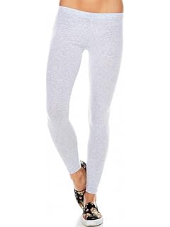 BozzoloWomen's Plain Basic Solid Color Cotton Material Leggings RB4003 (S, Heather Grey)
