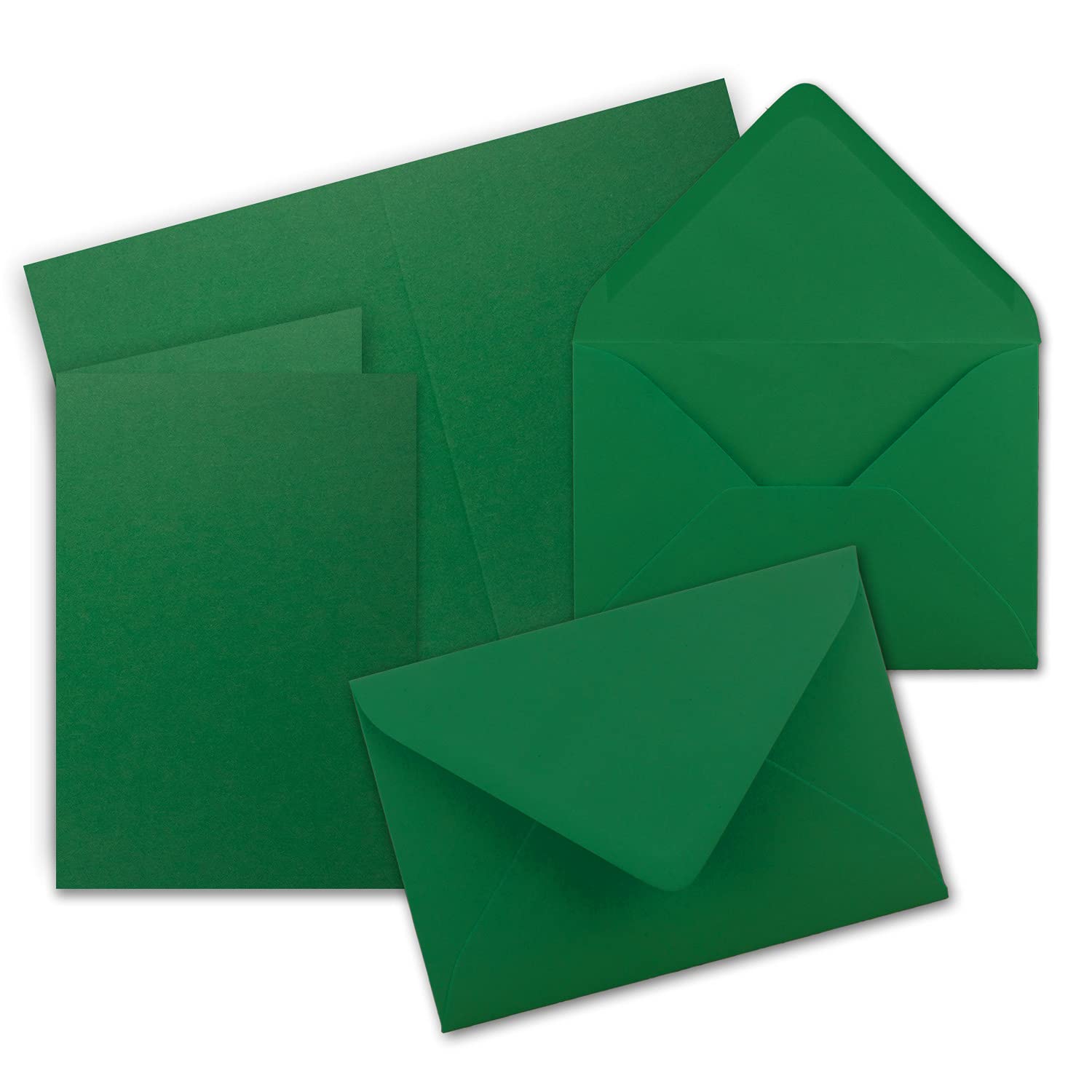 Folding cards A6 - C6 Gummed Edges without Box 40 Karten-Sets dark green