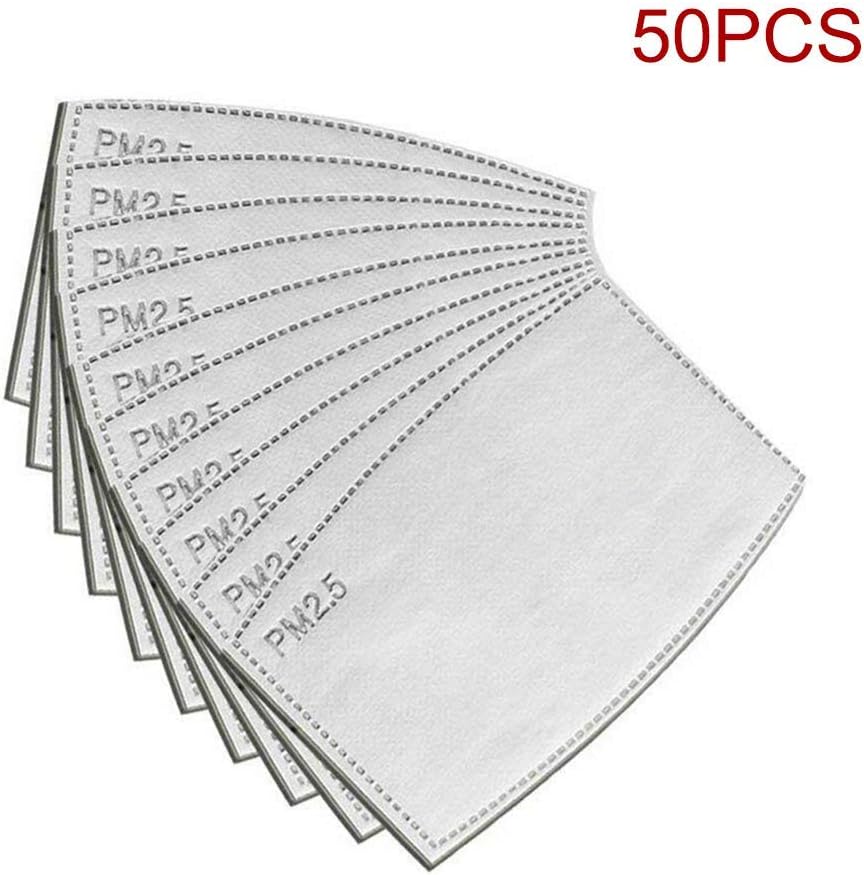 chengJellyLibrary 50 Pcs PM2.5 Activated Carbon Filter, 5 Layers Replaceable Anti Haze Filters, Protective Mouth Filter for Outdoor (50 pcs)