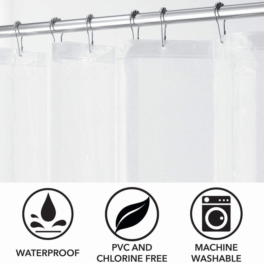 mDesign Plastic, Mold/Mildew Resistant, PEVA Shower Curtain Liner for Bathroom Showers and Bathtubs - 3 Gauge - 2 Pack - Clear: Home & Kitchen