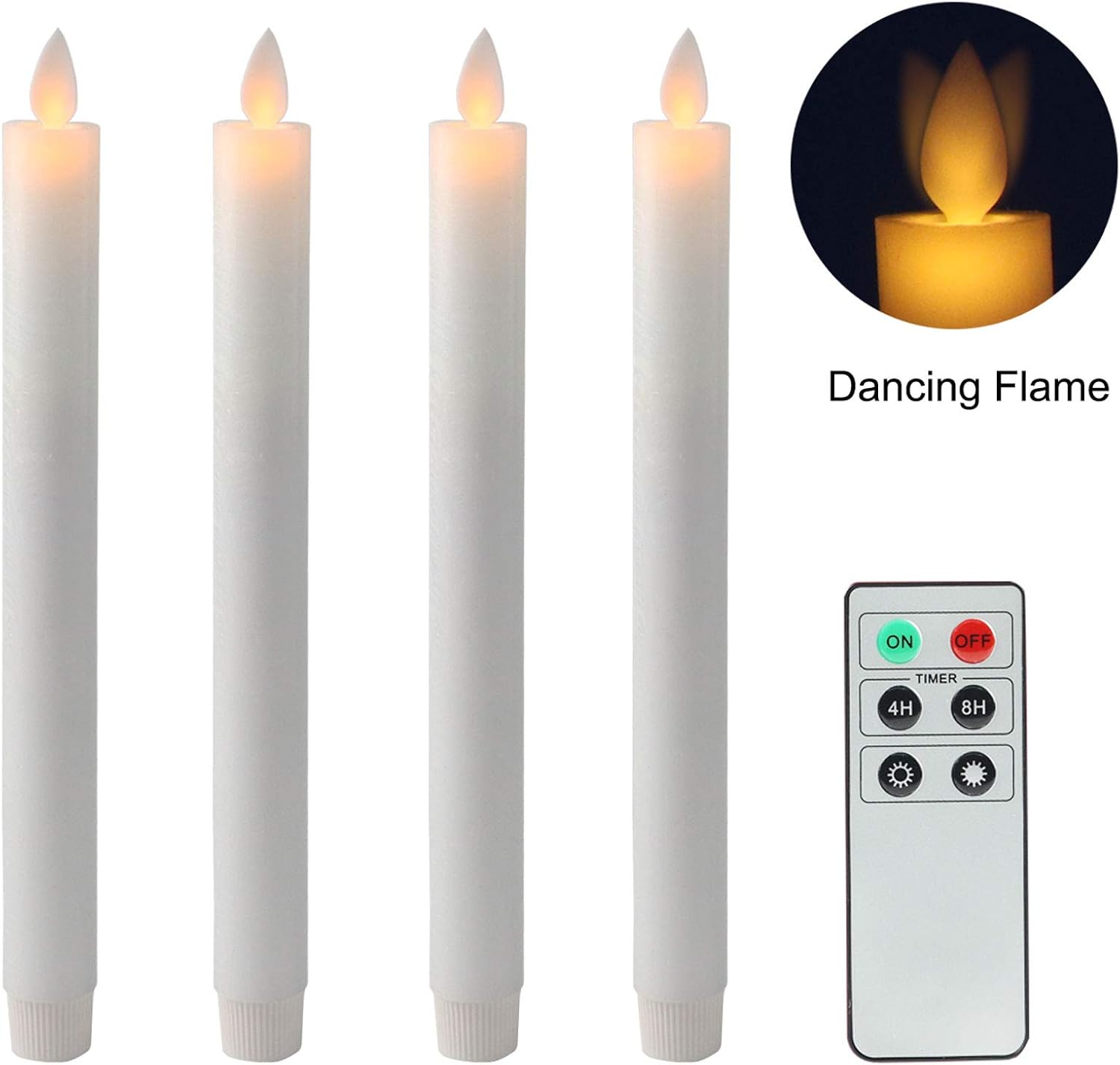Fanna LED Taper Candles with Moving Flame, Real Wax Finished Flickering Battery Operated Candles - Image 3
