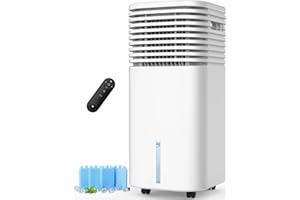 CENSTECH 4-IN-1 Portable Air Conditioners, Evaporative Air Cooler w/4 Modes & 3 Speeds, 15H Timer for Smart Auto-off, 2-Gal Tank for 20H Cooling,17FT Remote,No Hose Needed,120°Oscillating Swamp Cooler