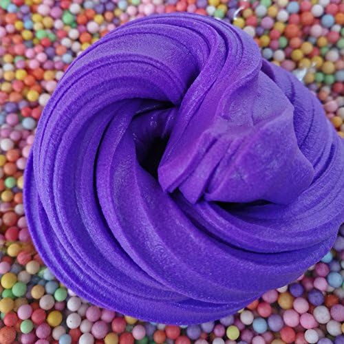 Fluffy Slime Purple Non-sticky Super Soft Fluffy Floam Slime 6 OZ With Colorful Foam Balls Stress Relief Sludge Toy for Adult Kids, ASTM Certified (purple)