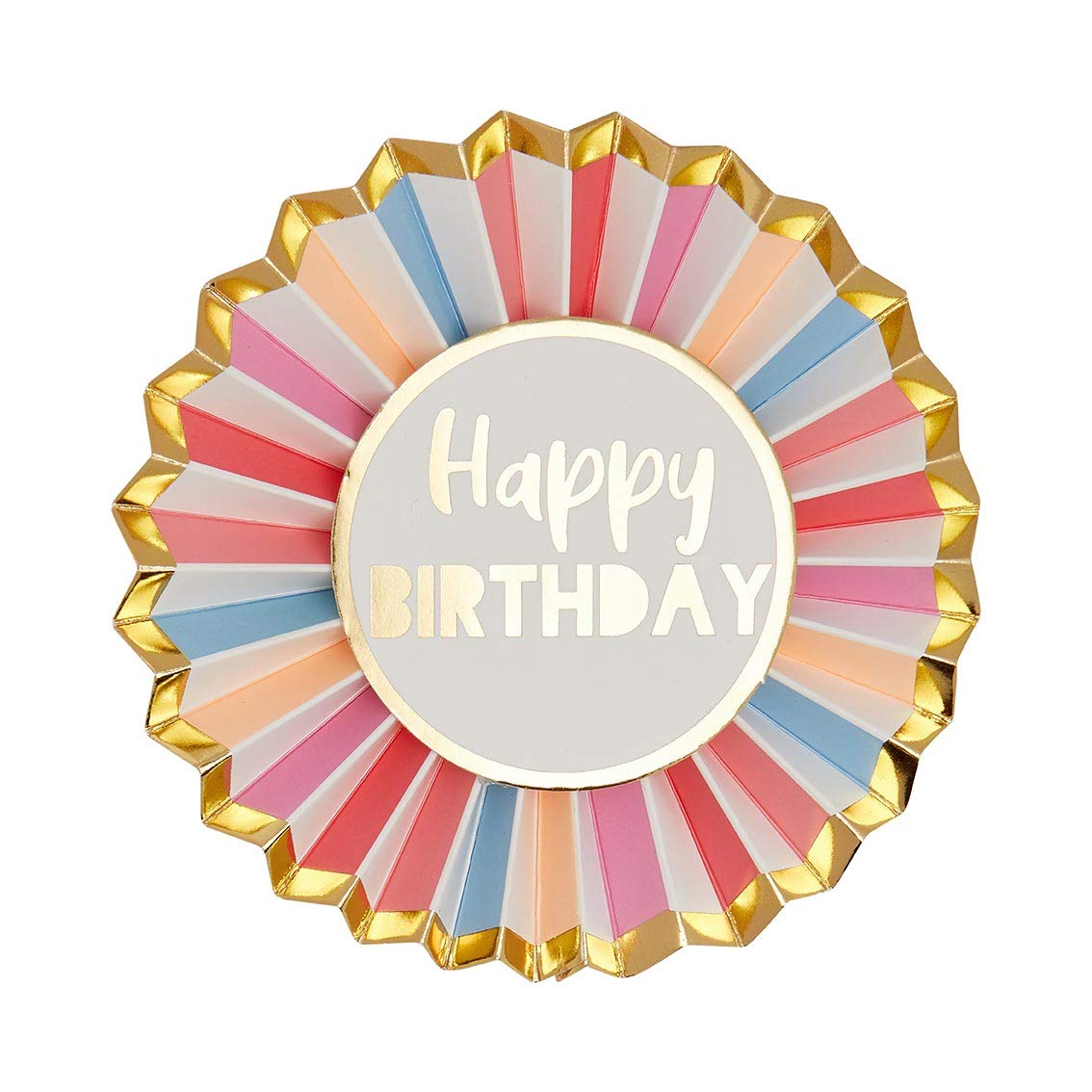 Rose Gold Happy Birthday Badge - Large Rosette, Pink Accessories For Girls, Adults, Children, 16th, 18th, 21st Party Supplies, 12cm diameter