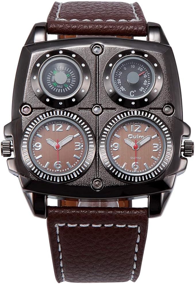 Multifunction Dual Time Zone Mens Wrist Watches Chronograph Analog