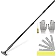 Floor Scraper Long Handle, Heavy duty floor scraper tool 16-63" made of stainless steel stronger with 5PCS extra 4Inch razor blade scraper tool is oil stains rust removal wallpaper cleaning tools.