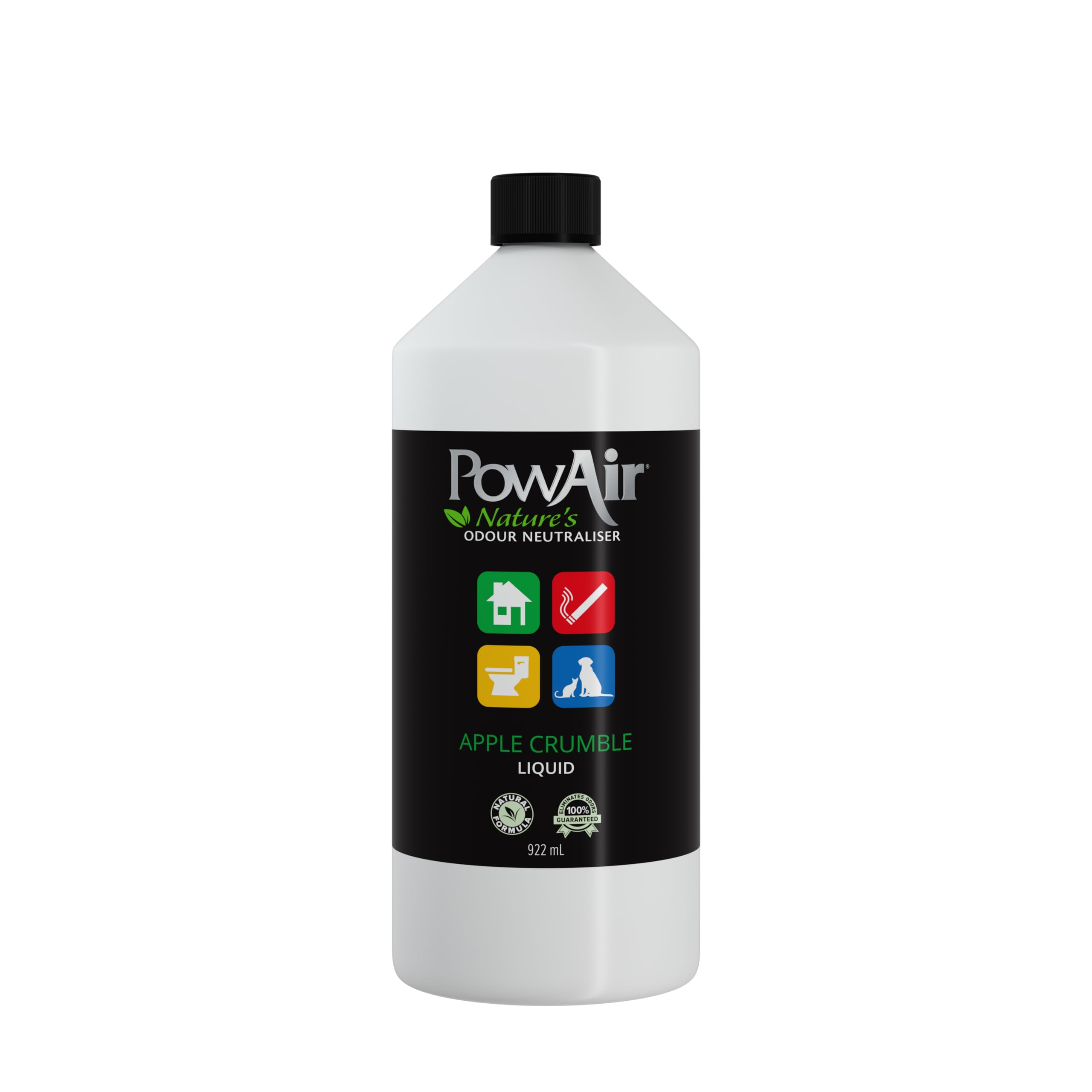 PowAir Liquid Natural Odour Neutraliser - Apple Crumble Fragrance - Versatile Odour Control for Home, Car, Pets - Ideal for Cleaning Solutions, Sprayers, Diffusers (922ml)