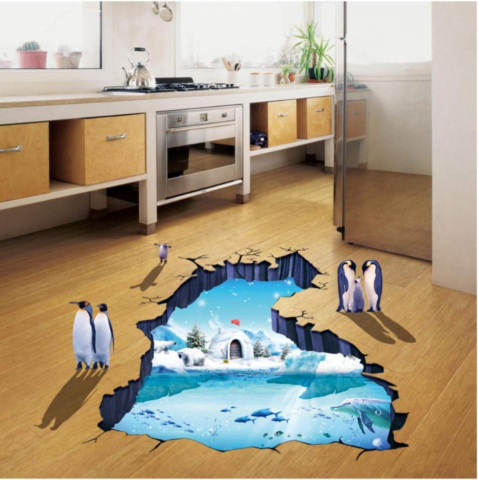 Waterproof 3D Polar Glacier Broken Wall Children Room Decal Floor Sticker Home 60Cm * 90Cm Wwwld