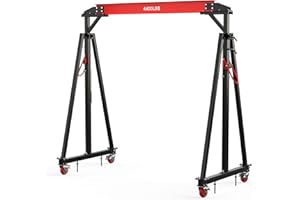 Adjustable Gantry Crane, 2 Ton 4400 LBS Capacity Portable Gantry Crane with 12 Positions & 360°Locking Wheels, Height Adjusta
