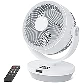 Fan for Bedroom, 13" Air Circulator Fans with Remote, 120°Vertical Manual +90°Oscillating Desk fan, 60ft Powerful Airflow, Portable Fan With 4 Speeds, 4 Modes, 12H Timer, 25dB Quiet Smallfan (White)