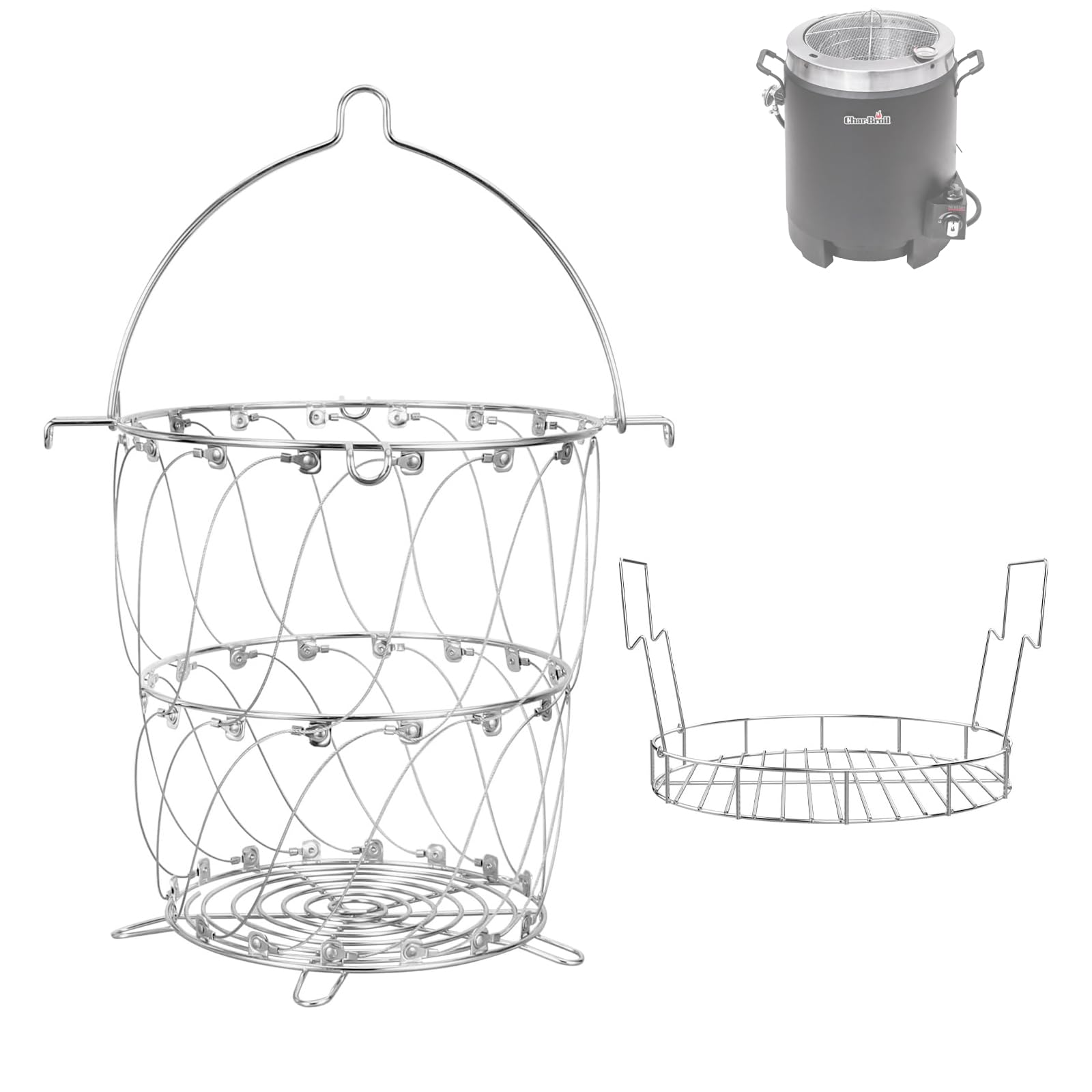 Photo 1 of BBQ Future Turkey Fryer Better Basket and 9” Diameter Bunk Bed Basket for Char-Broil Turkey Fryer Parts Kit, Turkey Fryers Basket Turkey Holder Tray Accessories Kit