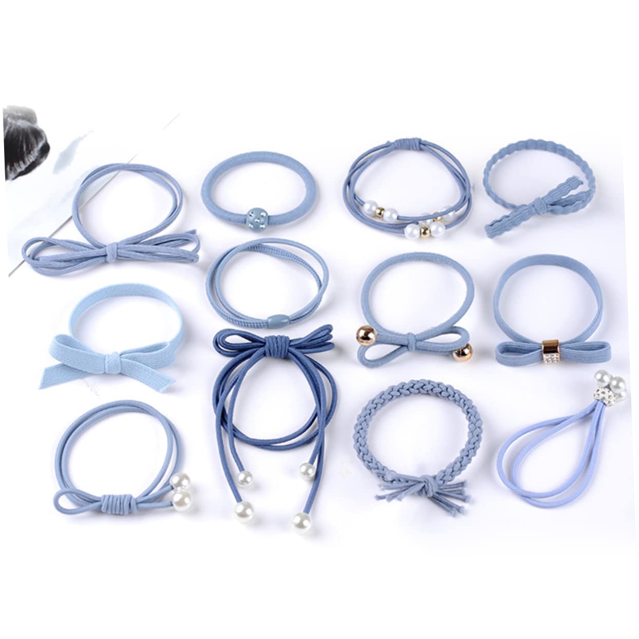 BIUDECO 12 Pcs Light Hair Ties Elastic Rubber Bands for Curly Hair Ponytails Pigtails Holders Stylish Hair Bands Hair Elastics for Girls and Women