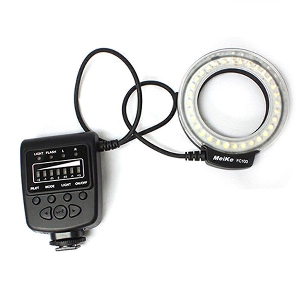 Meike LED Macro Ring Flash Light FC-100 with LCD Display Power Control,Adapter Ring for Canon Nikon Pentax Olympus DSLR Camera Camcorder