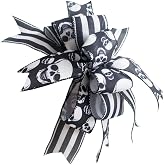 VOZLAC Halloween Burlap Black Bow for Wreath, Indoor/Outdoor Decoration, 14
