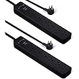 鶹 Basics 6-Outlet, 600 Joule Surge Protector Power Strip, 2ft, Black, 2-Pack
