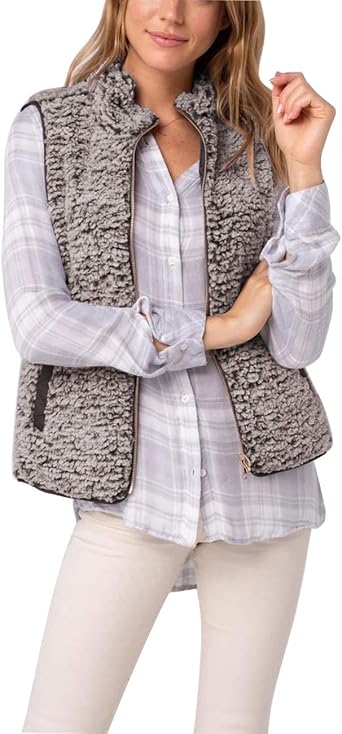 Gilet Sans Manches En Polaire Pour Femme - Boutonné - Léger Et Chaud - Taille S à 3XL - Couleur Marron
