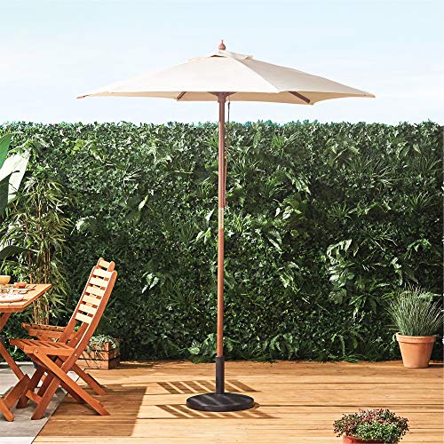 VonHaus 2M Holz-Sonnenschirm Marktschirm - UV30+ Sonnenschutz für Outdoor, Garten und Patio – Elfenbein – Bild 3