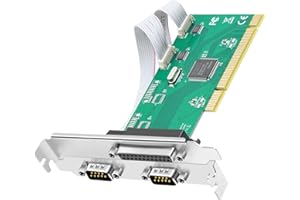 lidkew PCI 1-Port Serial + 1-Port Parallel Combo Card, 9-Pin RS232 & 25-Pin LPT Adapter, PCI Parallel/Serial Port Card