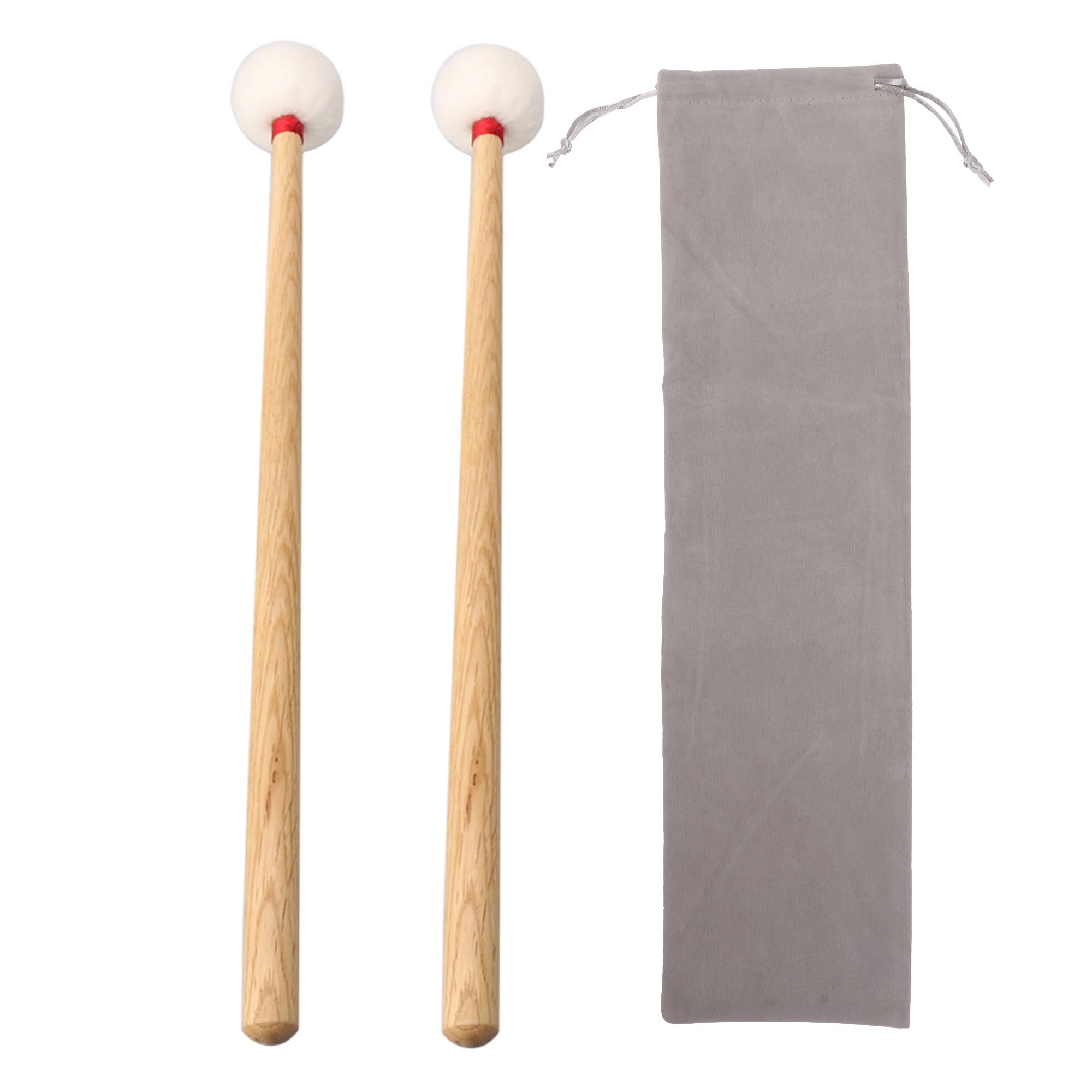 Homeswitch 37.5cm Length Timpani Mallet Stick Middle-hard Felt Head Wood Wooden Instrument Part Pack of 2